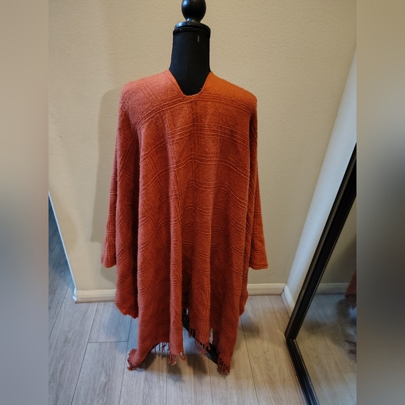 Accessory Street Rust Orange Women's Poncho OSFM - Picture 7 of 8